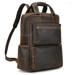 Sırt çantası lüks marka tasarımcısı deri büyük kapasiteli seyahat çantası erkekler erkek vintage moda 15.6 bilgisayar damla gemisi