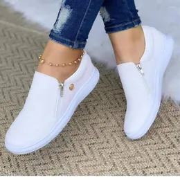 Casual Shoes Comemore Bekväma kvinnor Flat 2024 Slip On Loafers Zip Leather Ladies Spring Autumn Platform Fashion Female Flats