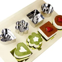 4Shape rostfritt stål mousse tårta ring mögel lager skivare kock skärare bakmögel konditoriverktyg tillbehör sallad form bakning tips