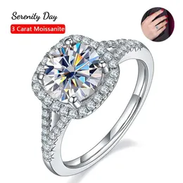 Anelli di banda Serenity Day 1.5/2/3ct D-color Mosonite Womens Anello S925 Silver Square con Diamond Exquisite Jewelryl40402