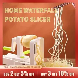 A Thousand Silk Potato Machine/Hand Morot Grater/Multifunctional Vegetable Cutter/Home Waterfall Potato Slicer 240325