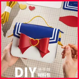 Omuz çantaları sevimli girly portatif haberci çanta el dokuma diy malzeme paketi el yapımı hediyeler kız arkadaşı için yapıldı