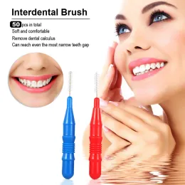 50pcs/Box Weiche Zahnpinsel saubere Bürsten zwischen interdentaler Zähnepflegewerkzeug Faulende Interdental Pinsel für die Mundpflege