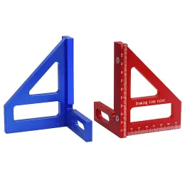 Träbearbetning Square Protractor Aluminium Alloy Miter Triangle Ruler 3D Multi Vinkellayout Mätverktyg för ingenjör snickare