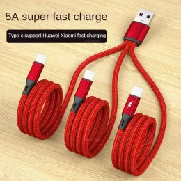 3 arada 1 USB şarj kablosu 3 Type-C Type-C 3 Mikro USB Spliter Kablosu Hızlı Şarj 5A Cep Telefonu Güç Bankası Birlikte Şarj 1,2 m