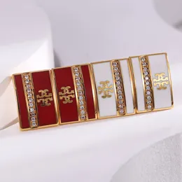 Cambered Rectangle Stud Earrings Oil Drip Pave Jwelries for Women