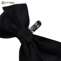 1pair Wedding Brooch Bride Silk Bow Flower Charm Buckle Rhinestone Shoe Clip Shoe Decorations Shoe Accessories black/white