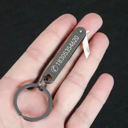 Keychain Personalized Customized Keyring für Auto-Telefonnummer Name für Männer Frauen Anti-Lost-Taschenmesser Geschenk Kette Kette