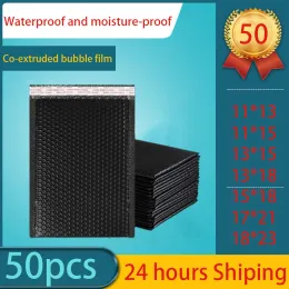 Mailer 50pcs/Los Black Bubble Film Envelope Bag Geschenkverpackungstasche Antisqueee Express Bag Verdickte Produktverpackungsumschlagbeutel