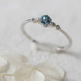 2st bröllopsringar Stylish Fashion Women Ring Finger Jewelry Rhinestone Light Blue Crystal Rings 5/6/7/8/9/10/11 Storlek