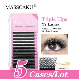 Ресницы Masscaku 5cases y формы двойной/тройные кончики Fuax Mink Lash 2d/3d Y Fake Esheelashes Основные ресниц для ресниц Удлинитель