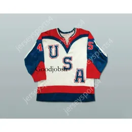 GDSIR Custom Tie Down White Donald Trump 45 USA Hockey Jersey New Ed S-M-L-XL-XXL-3XL-4XL-5XL-6XL