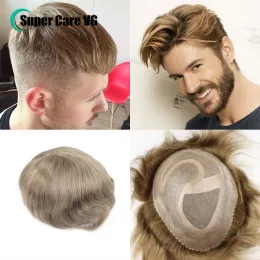 Toupees Toupees Ash Blonde Mens Toupee Hair System For Men Hair Small Scallop Front Male Topper Brown Hairpiece PU Mono 8x10
