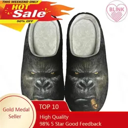 Slippers engraçados macaco gorilla algodão algodão personalizado de alta qualidade masculino de moda de moda casual, mantenha sapatos térmicos de sapatos térmicos