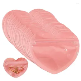 Hediye Sargısı 100 PCS Yeniden Yenilenen Kalp Şekli Düz Çantalar Şeffaf Plastik Çanta Kurabiye Opp Sevgililer Günü için Düğün Doğum Günü Partisi