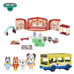 Kitchens Play Food Bluey Family Childrens Play House Scene Bus School Blue Dog Doll Shepherd Model Toy Desktop Ornaments Childrens Toys Gift 2443