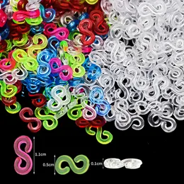 Bandas de borracha de tear transparentes clipes S para jóias DIY Fazendo faixas de tricô Bandas Braid Bracelet Conector Bracelets Acessórios