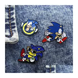 Party Favor Sonic The Hedgehog Cute Blages Enamel Pin Bról Pins do plecaków broszki Kobiety mody biżuterii dostawa h dhmhj