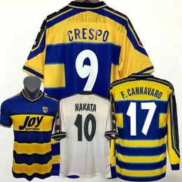 Parmas Retro Classic 1998 1999 2000 2002 2003 Soccer Jersey Nakata F.Cannavaro Crespo 98/99/20フットボールスポーツシャツ
