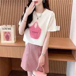 Damen-T-Shirts Sommer-altersreduzierende super gut aussehende kurzärmelige T-Shirt für Frauen 2024 Loose Korean Style Unique und Design Top