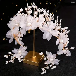 Klipy do włosów Pearl Taband Tiara dla kobiet Bride Flower Crown Bridal Wedding Akcesoria biżuterii Opaska do włosów