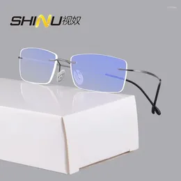 Solglasögonramar Shinu Brand Titanium Man Rimless Glasses Pure Frame Men Eyeglasses Can Wholesale for Optics Shop