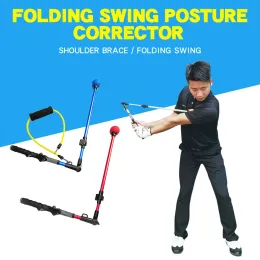 Aids Folding Golf Swing Trainer Stick Posture Corrector Practice Swing Training Aids Upgrade with Rubber Rope Strength Exercises