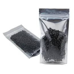 Großhandel Clear Stand Up Aluminiumfolie Reißverschluss Lock -Paket Tasche Doypack Mylar Folie für Reißverschlusslager Plastik Beutel Kaffeepulver Snack LL