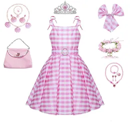 Film Pink Dress for Girls Halloween Carnival Barbi Princess Kostum