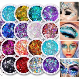 Ny 12st gränsöverskridande nagelsekvenser storlek blandade paljetter glitter ansiktsmakeup patch patch paljetter glitter