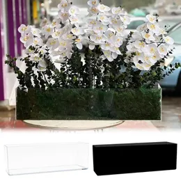 Vasen transparente Acryl lange Blütenvase klar rechteckig für Esstisch Home Hochzeit Dekoration Rose Geschenkbox mit Lig B0P8