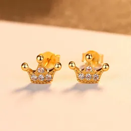 Mini Crown Stud Ohrringe S925 Sterling Silver 3A Zirkon Marke Ohrringe Europa und amerikanische neue beliebte Frauen mit 18 Karat Gold Ohrringen Schmuck Valentinstag Geschenk SPC