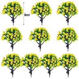 Dekoratif Çiçekler 10 PCS 1/150 1/100 Ölçek Yapay Model Ağaçlar Tren Demiryolu Düzeni Sahnesi Mimarisi Çocuk Peyzaj Binası DIY