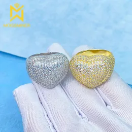 Moissanite Heart for Iced Out Rings Women S Sier Wedding Ring Finger Jewelry Pass Diamonds Tester Free Shipping