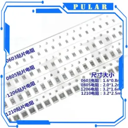 100st 5% SMD -motstånd 0402 0603 0805 1206 1210 1K 1K2 1K5 1K6 1K8 2K 2K2 2K4 2K7 3K 3K3 3K6 4K7 5K1 5K6 6K2 6K8 7K5 8K2 9K1 10K1