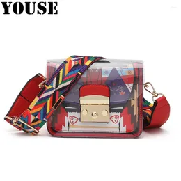 Bag YOUSE Brand 2024 Trend Wide Shoulder Transparent Small Square Bags Fashion Cross-body Jelly Purse