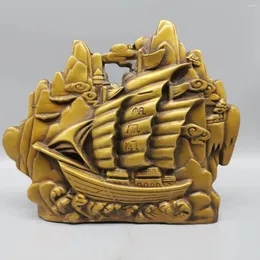 Figurine decorative in Cina Fengshui Scultura in rame Drago Boat Yi Fan Feng Shun Ship Feng Lucky Stauet Brass