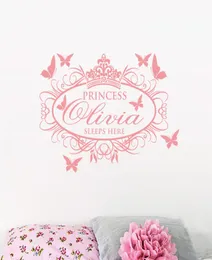 Papel de parede removível com nome personalizado, papel de parede removível para decoração de quarto de menina, princesa dormir aqui, adesivo de vinil 4072880
