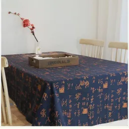 Panno da tavolo calligrafia in stile rurale in cotone rurale e tovaglia di lino semplice piccolo fresco s5d48