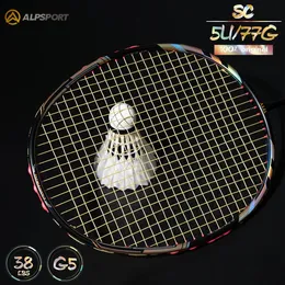 Alpsport SC 5U Top Kontrolü 77G T800 Badminton Raket Yasal Orijinal İthal Maksimum 38lbs Profesyonel Karbon Fiber 240402
