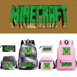 Backpack Miner Crafting Student Boys and Girls Game Perimetro Bagna di scuola per tre pezzi di grande capacità per adolescenti