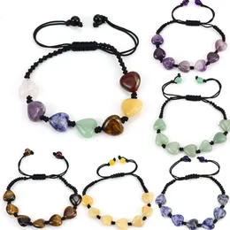 Tiktok Live Handwoven Colorful Heart Shaped Love Agate Crystal Bracelet Stone Yoga Bracele Bracelet for Women Beaded Aesthetic Jewelry