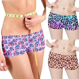 Women's Panties Fashion Sexy Ladies Shorts 3D Printed Leopard Pattern Sports Swimming Trunks Multi-purpose Safety Pants Pink Purple