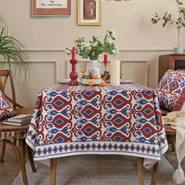 Stołowy tkanina drukowana obrus Rok czerwony styl etniczny bohemian home prostokątny amerykański retro bawełniany lniany okładka