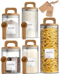 Set di 6 barattoli rotondi in vetro con coperchio in sughero, da 480 g, per caramelle, caramelle, barattoli da cucina, perfetti per tè, biscotti