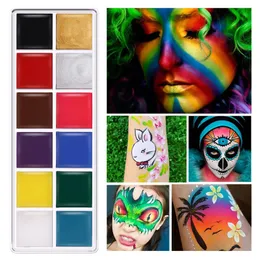 Langmanni 12 color oily face makeup plate body painting pigment saturated high DIY face color cream