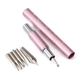 2024 1 Sets 6 Heads Stainless Steel Dotting Pens Rhinestone Picker Pencil UV Gel Acrylic Drawing Painting Liner Pen Nail Art Tools