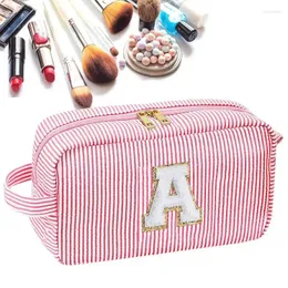 Storage Bags Seersucker Cosmetic Bag Creative Travel Toiletry Large Makeup Case Ladies Small With Zipper Clutch