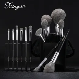 Xinyan Black Makeup Brushes Set Professional Eye Cosmetics Foundation Powder Blush Eyeshadow Blending Beauty Tool 240403