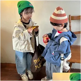 Jackets Childrens Roused Girls Sprint Casual Solid Color Jacket Boys Capeled Coat Capuz Autumn 2024 Drop Deliver